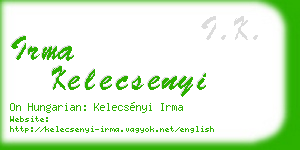 irma kelecsenyi business card